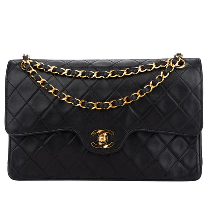 Chanel Quilted Lambskin 24K Gold Medium Double Flap Crossbody Bag