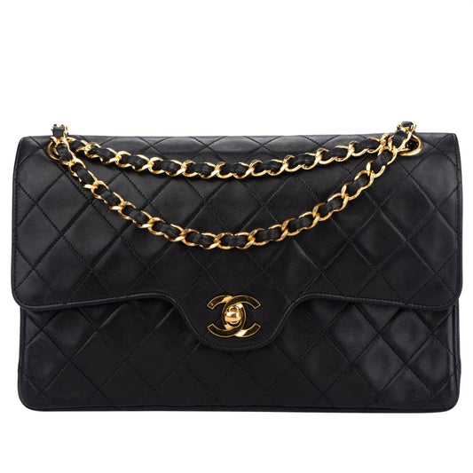 Chanel Quilted Lambskin 24K Gold Medium Double Flap Crossbody Bag