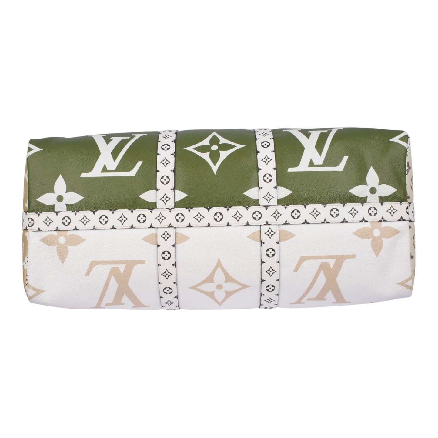 Louis Vuitton Khaki/White Limited Giant Monogram Keepall Bandouliere 50