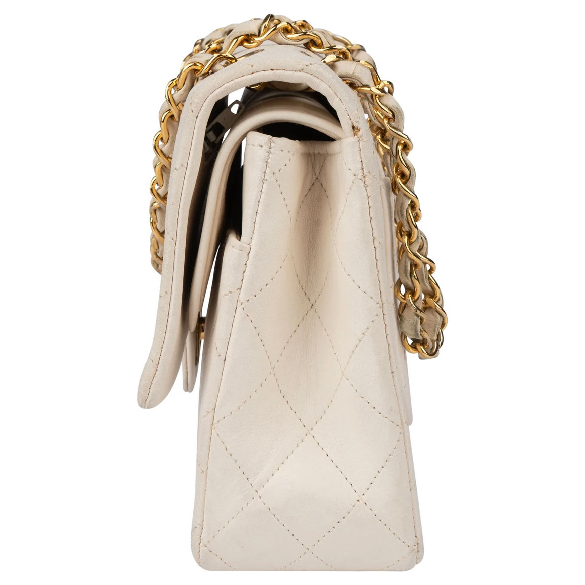 Chanel Quilted Lambskin 24K Gold Medium Double Flap Crossbody Bag
