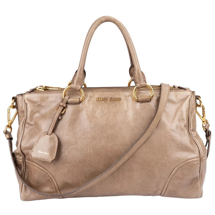 Miu Miu Vitello Lux Leather Bowler Handbag