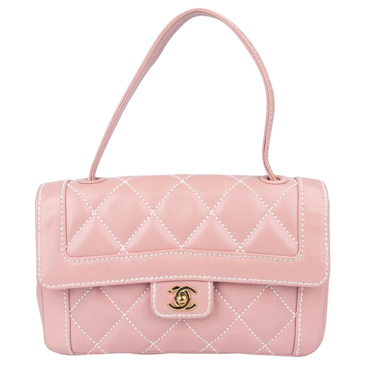 Chanel Quilted Lambskin
24K Gold Single
Flap Rabat Handbag