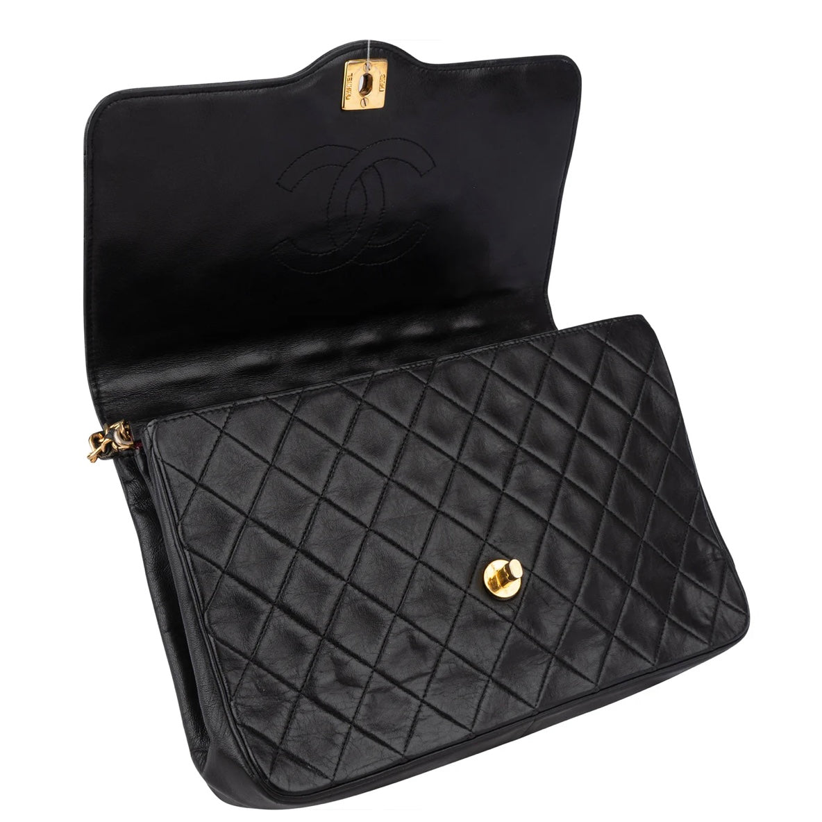 Chanel Quilted Lambskin 24K Gold Single Flap