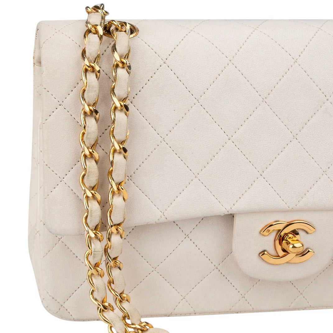Chanel Quilted Lambskin 24K Gold Medium Double Flap Crossbody Bag