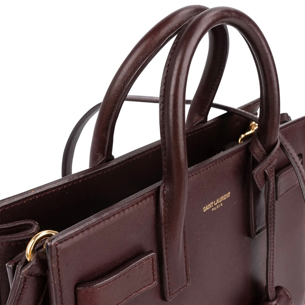Saint Laurent Calfskin Leather Nano Sac De Jour Handbag