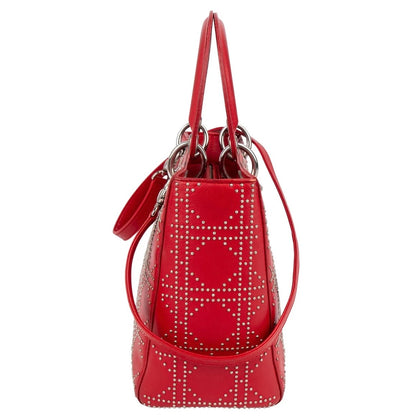 Christiann Dior Studded Cannage Lambskin Lady Dior Handbag