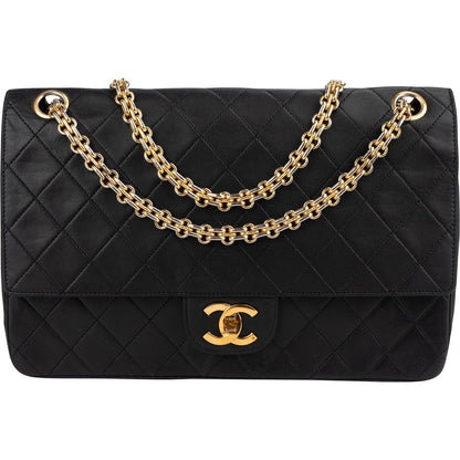 Chanel Quilted Lambskin 24K Gold Double Flap Shoulder Bag