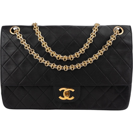 Chanel Quilted Lambskin 24K Gold Double Flap Shoulder Bag
