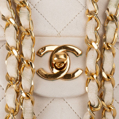 Chanel Quilted Lambskin 24K Gold Medium Double Flap Crossbody Bag