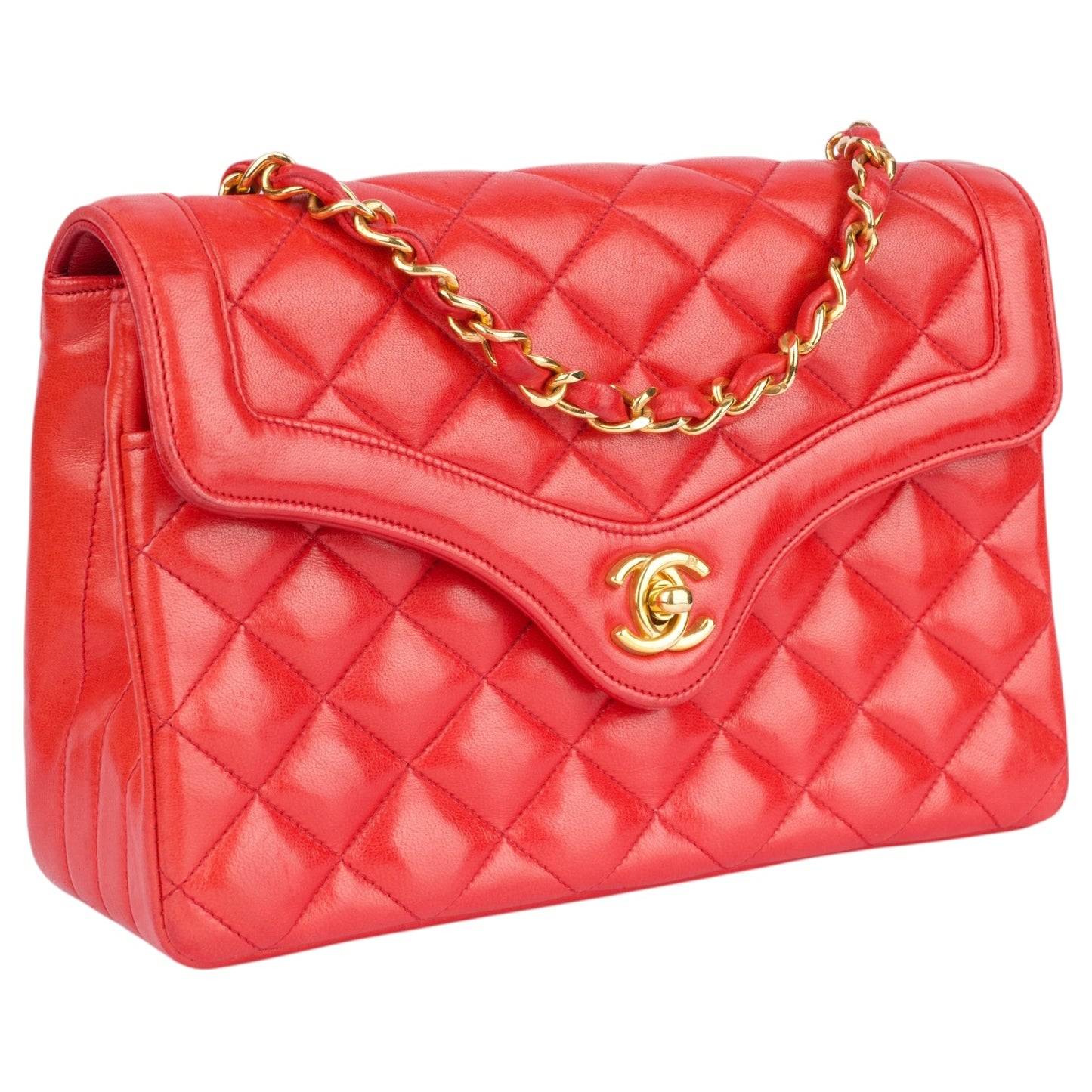 Chanel Quilted Lambskin 24K Gold Single Flap Crossbody Bag