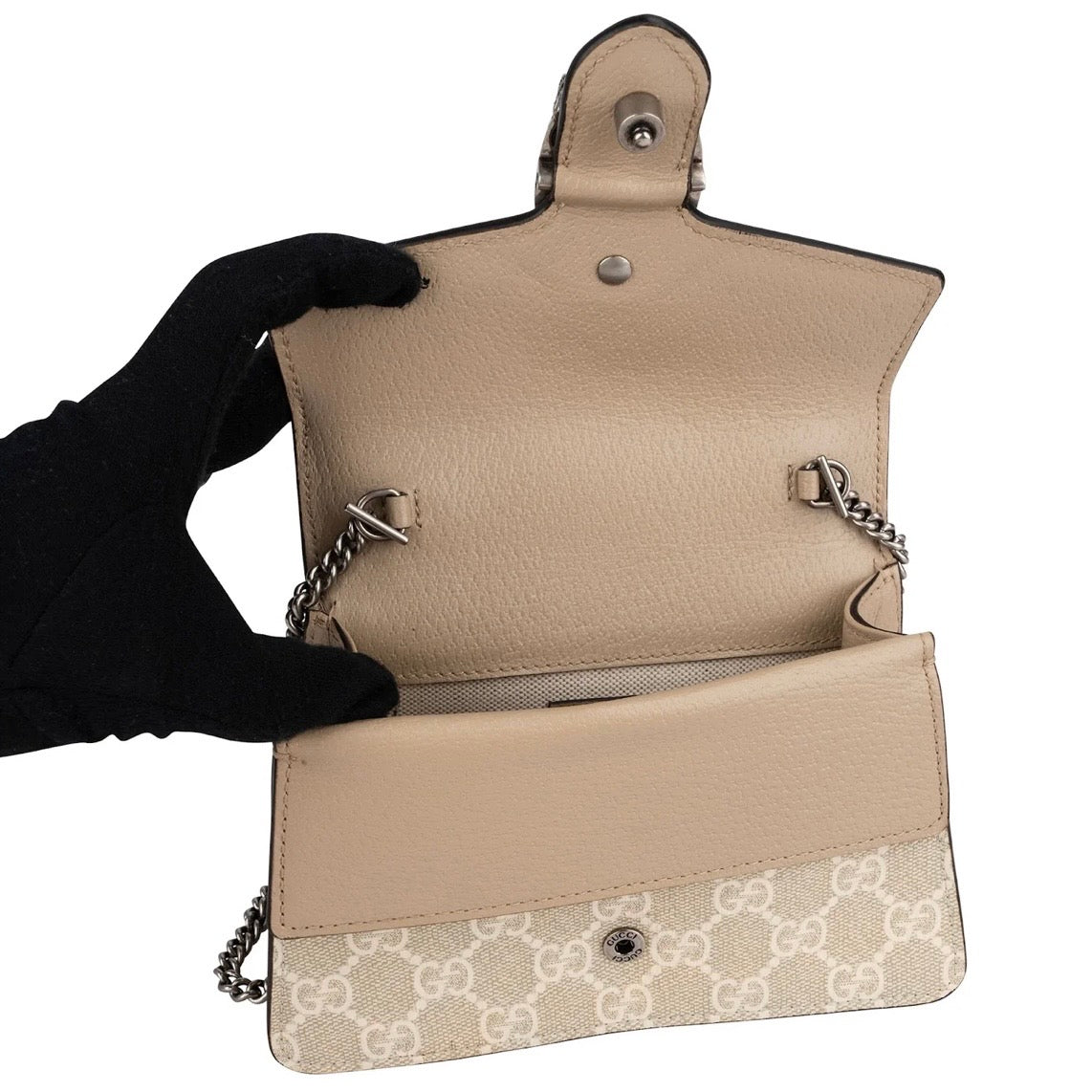 Gucci Monogram GG Supreme Dionysus Super Mini Top Handle Kelly Handbag