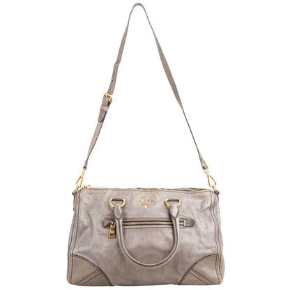 Prada Vitello Shine Leather Bauletto Satchel Handbag