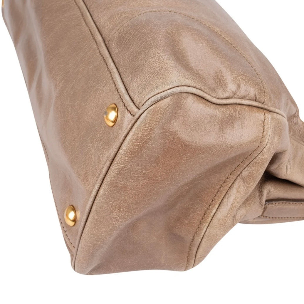 Miu Miu Vitello Lux Leather Bowler Handbag