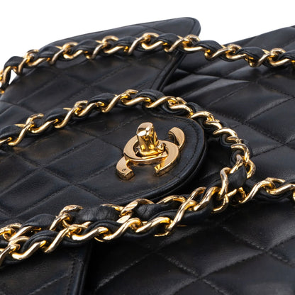 Chanel Quilted Lambskin 24K Gold Double Flap Crossbody Bag