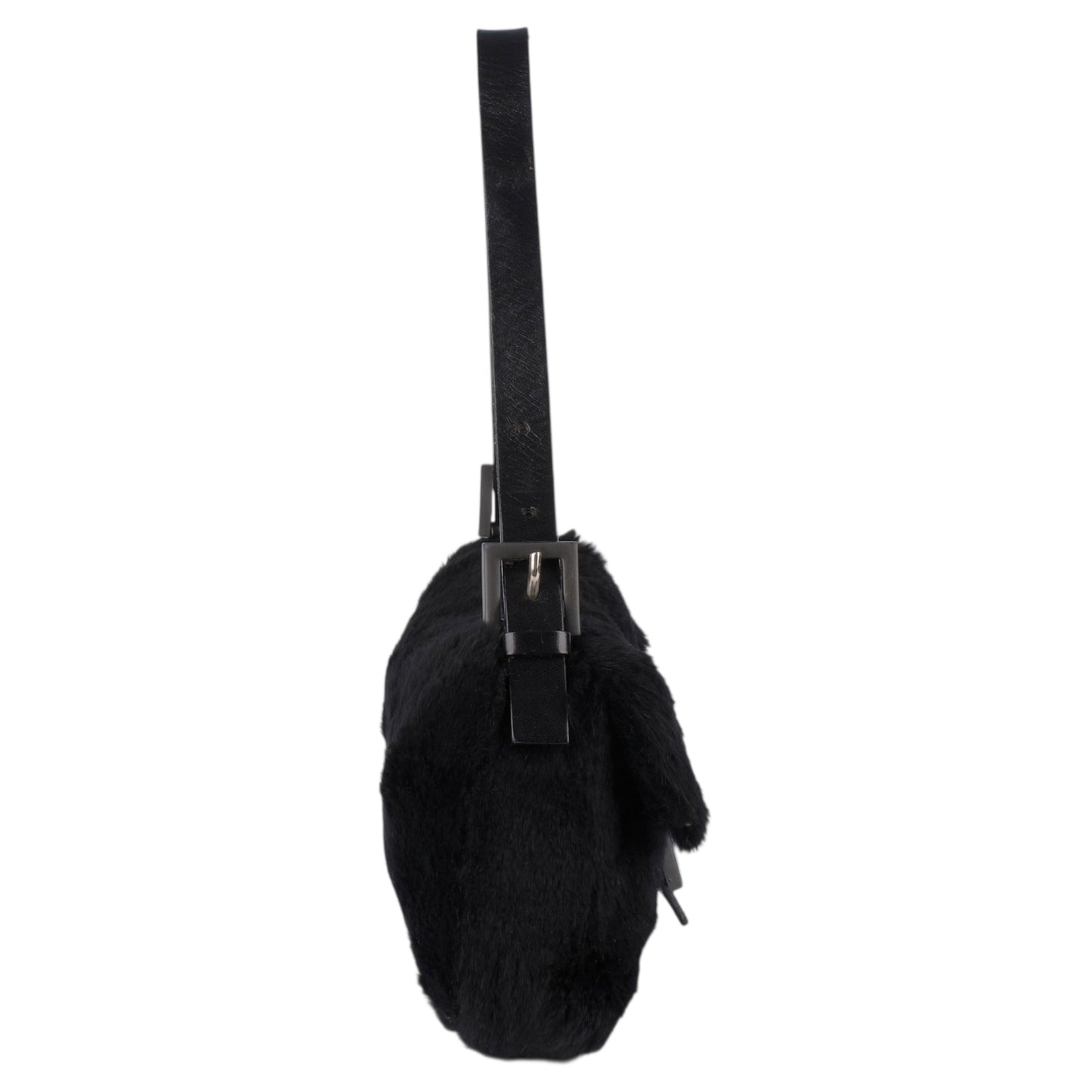 Fendi Black Fur Baguette Handbag
