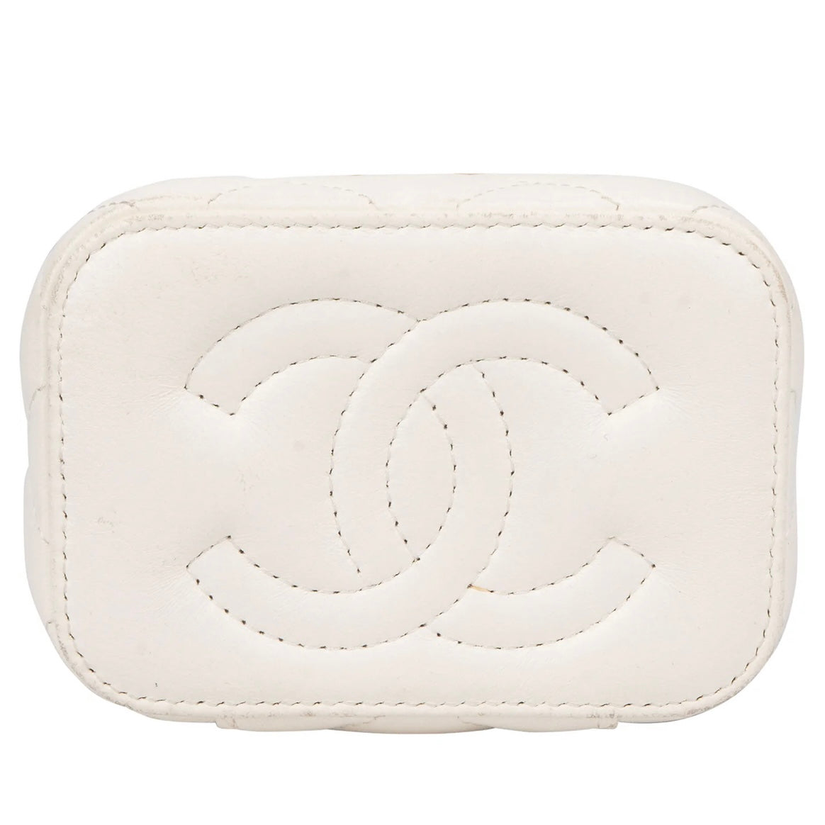 Chanel White Leather CC Mini Vanity Crossbody Bag