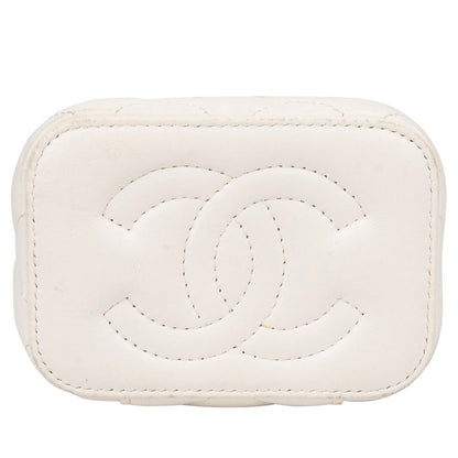 Chanel White Leather CC Mini Vanity Crossbody Bag