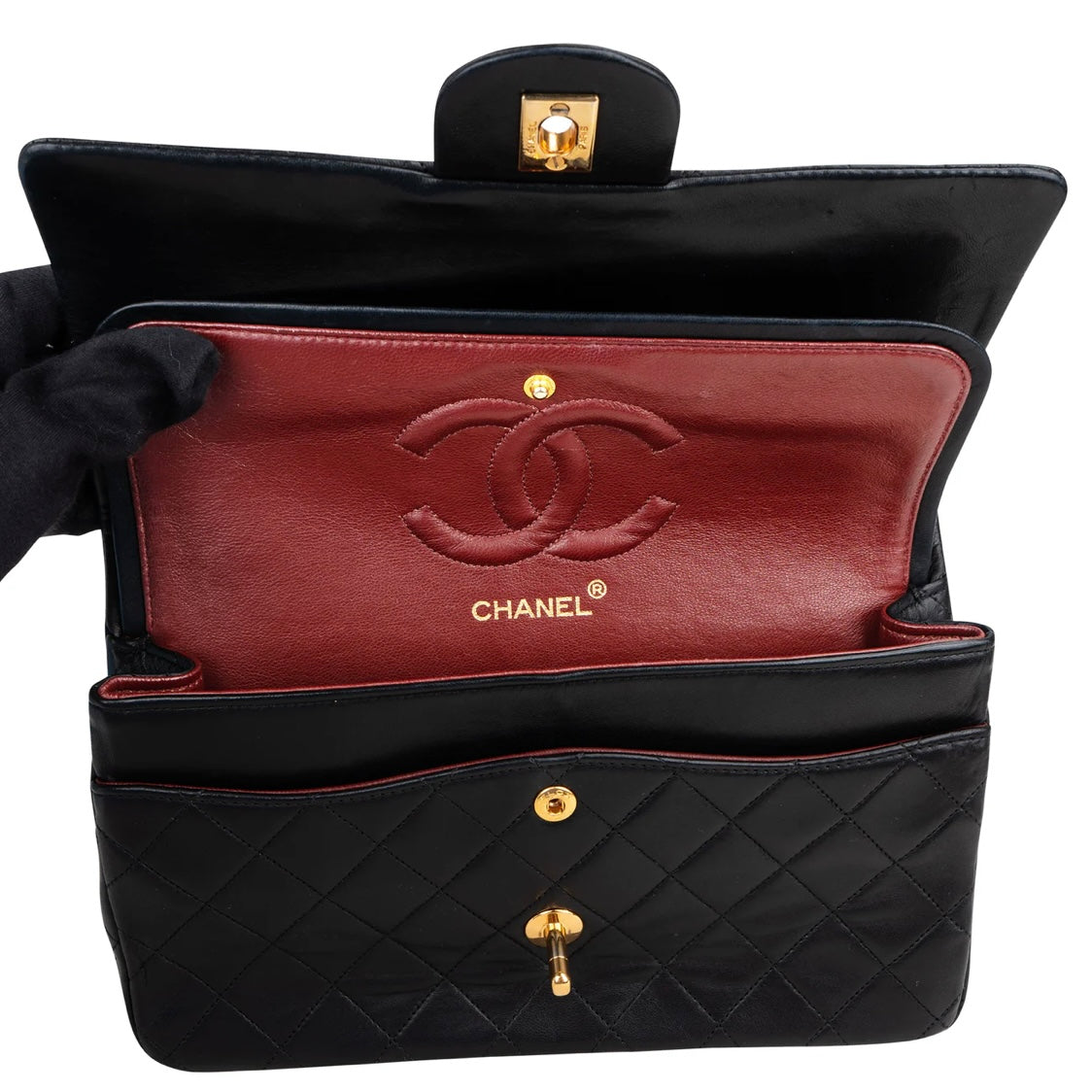 Chanel Quilted Lambskin 24K Gold Medium Double Flap Crossbody Bag