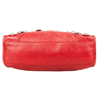 Balenciaga Red Leather Mini City Handbag