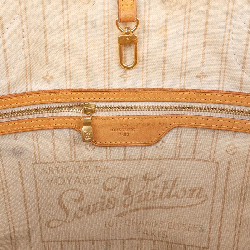 Louis Vuitton Monogram Damier Azur Canvas Neverfull MM Shoulder Bag