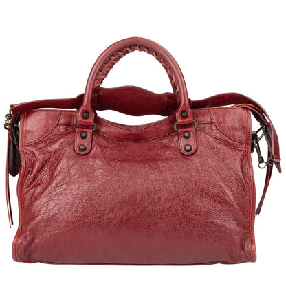 Balenciaga Bordeaux Leather City Handbag