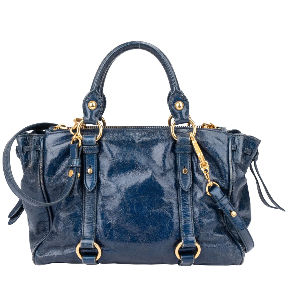Miu Miu Blue Leather City Handbag