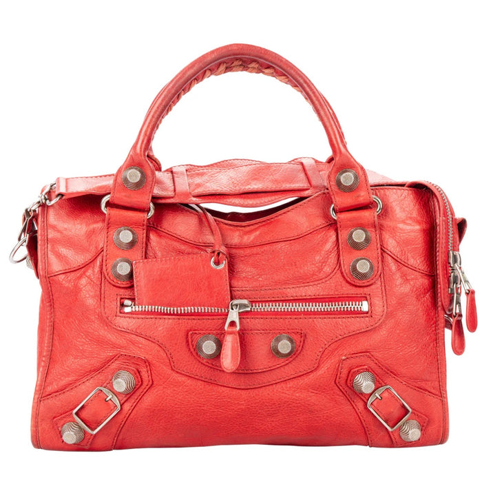 Balenciaga Red Leather The City Handbag