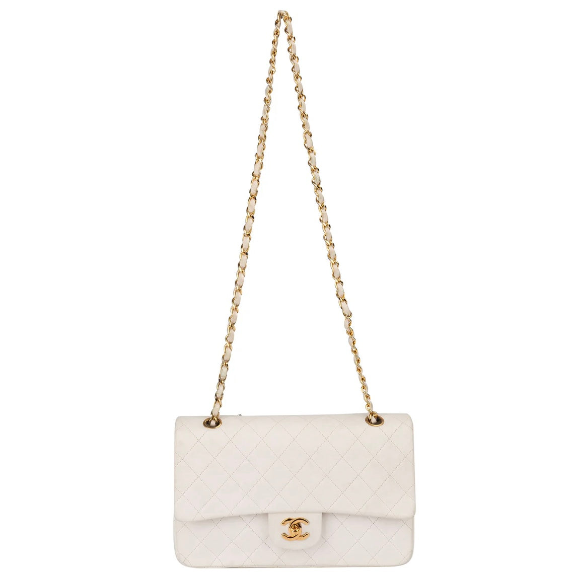 Chanel Quilted Lambskin 24K Gold Medium Double Flap Crossbody Bag