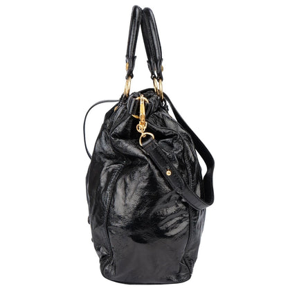 Miu Miu Black Patent Leather City Handbag