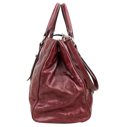 Miu Miu Vitello Lux Shine Leather Tote Buckle Handbag