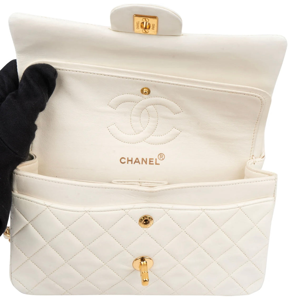 Chanel Quilted Lambskin 24K Small Double Flap Crossbody Bag