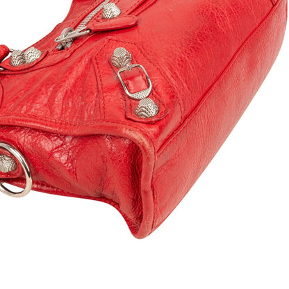 Balenciaga Red Leather Mini City Handbag