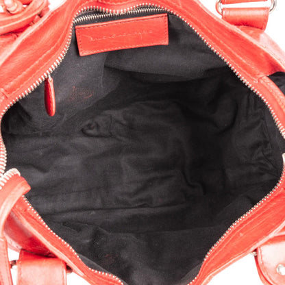 Balenciaga Red Leather The City Handbag