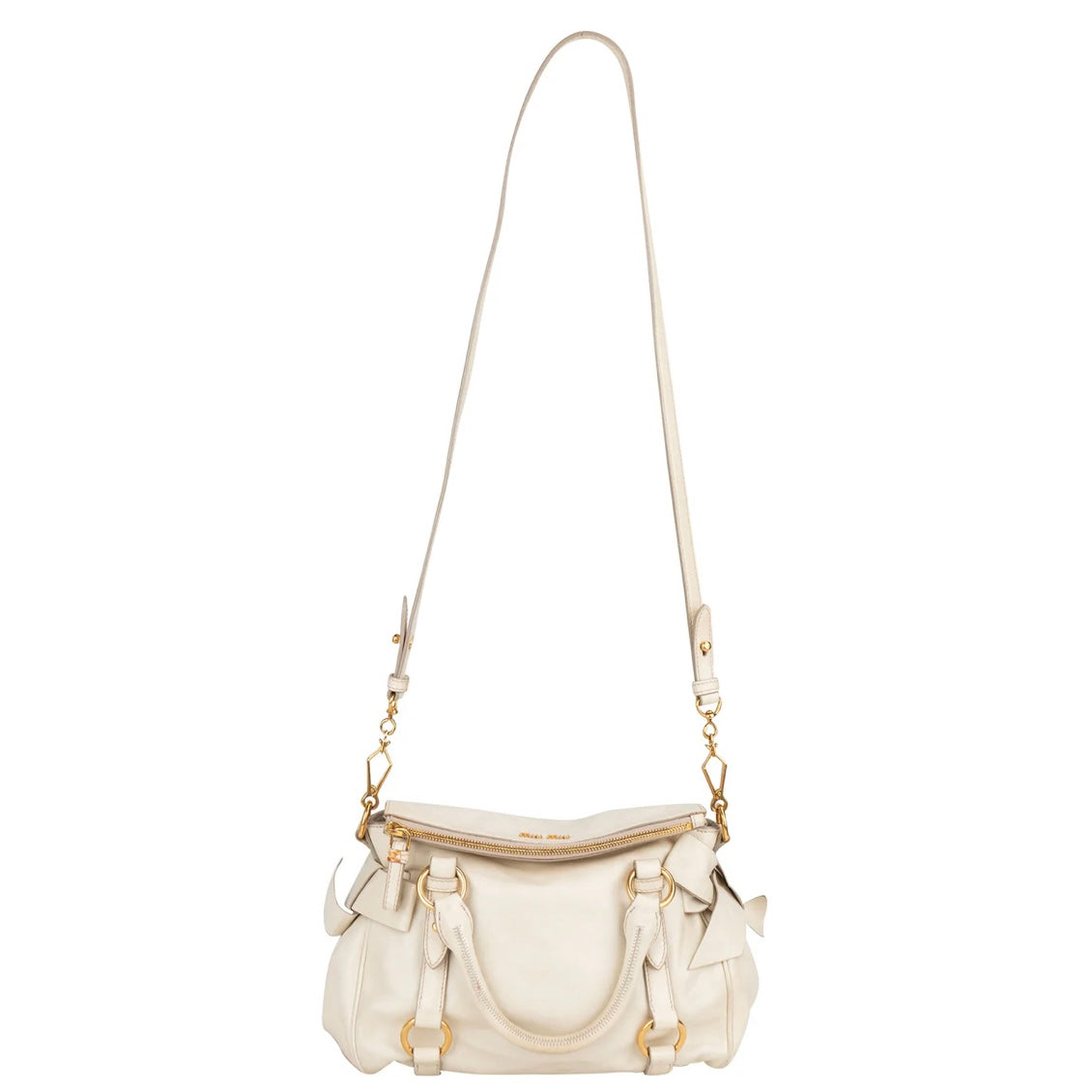 Miu Miu White Leather City Handbag