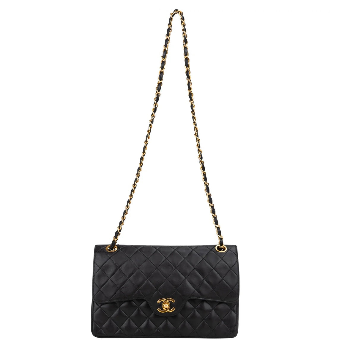 Chanel Quilted Lambskin 24K Gold Medium Double Flap Crossbody Bag