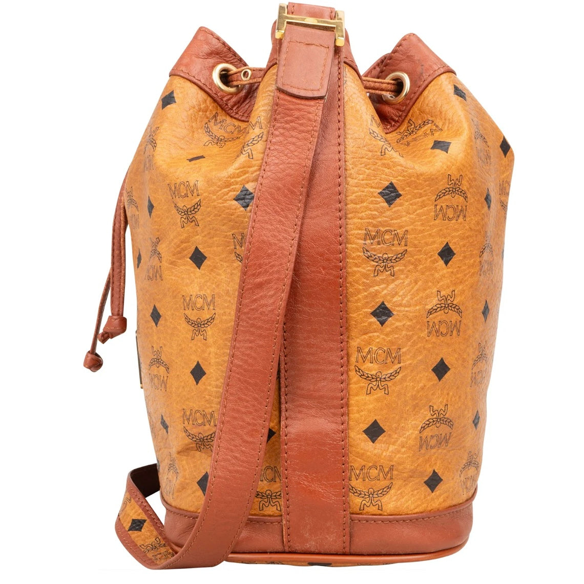MCM Monogram Visetos Drawstring Bucket Crossbody Bag