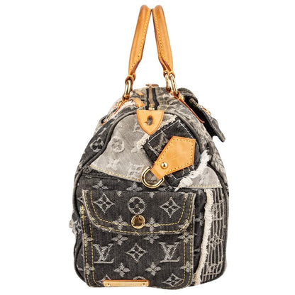 Louis Vuitton Limited Monogram Denim Patchwork Speedy 30 Handbag