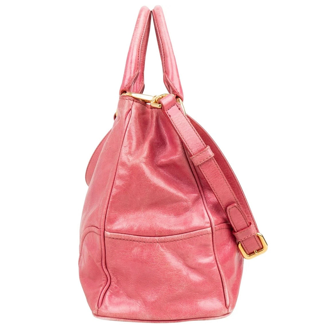 Prada Pink Vitello Lux Shine
Leather Tote Handbag