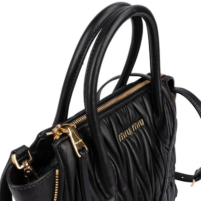 Miu Miu Black Quilted Nappa Leather Handbag