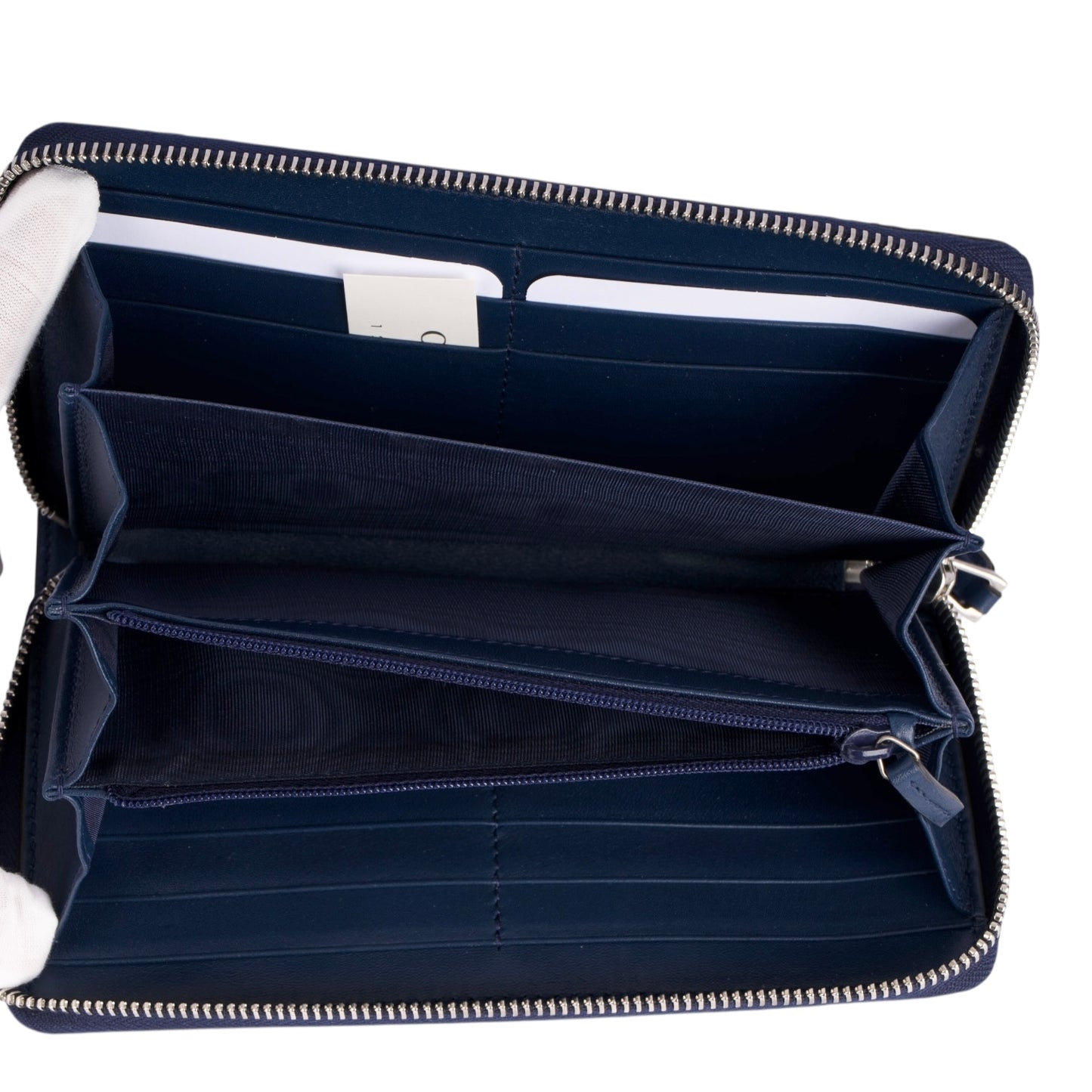 Gucci Blue Guccissima Leather NY Yankees Zip Wallet