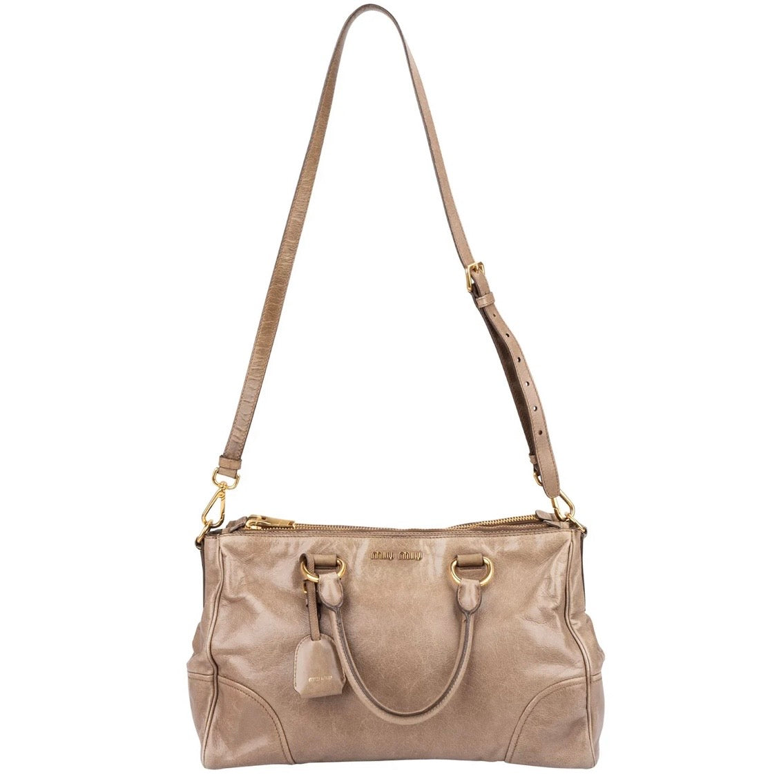 Miu Miu Vitello Lux Leather Bowler Handbag