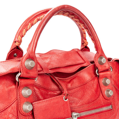 Balenciaga Red Leather The City Handbag
