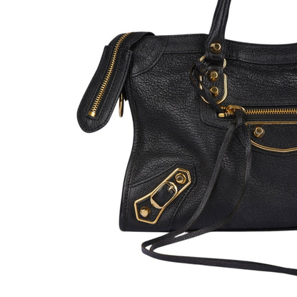 Balenciaga Black Leather New Collection City Handbag