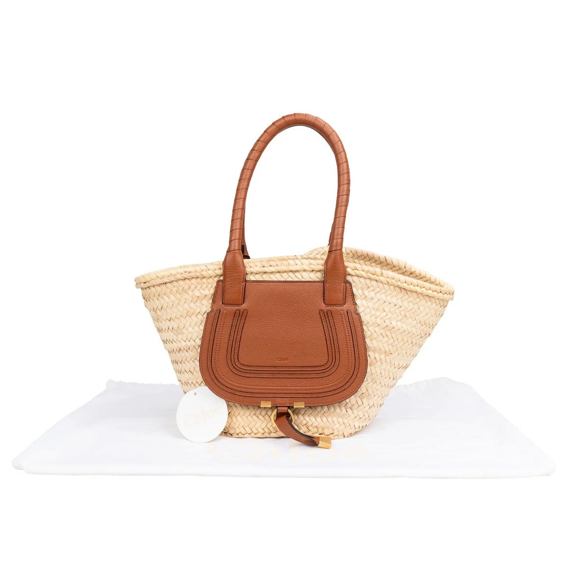 Chloé Marcie Basket Raffia Shoulder Bag
