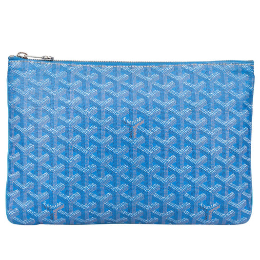 Goyard Blue Goyardine Monogram Clutch
