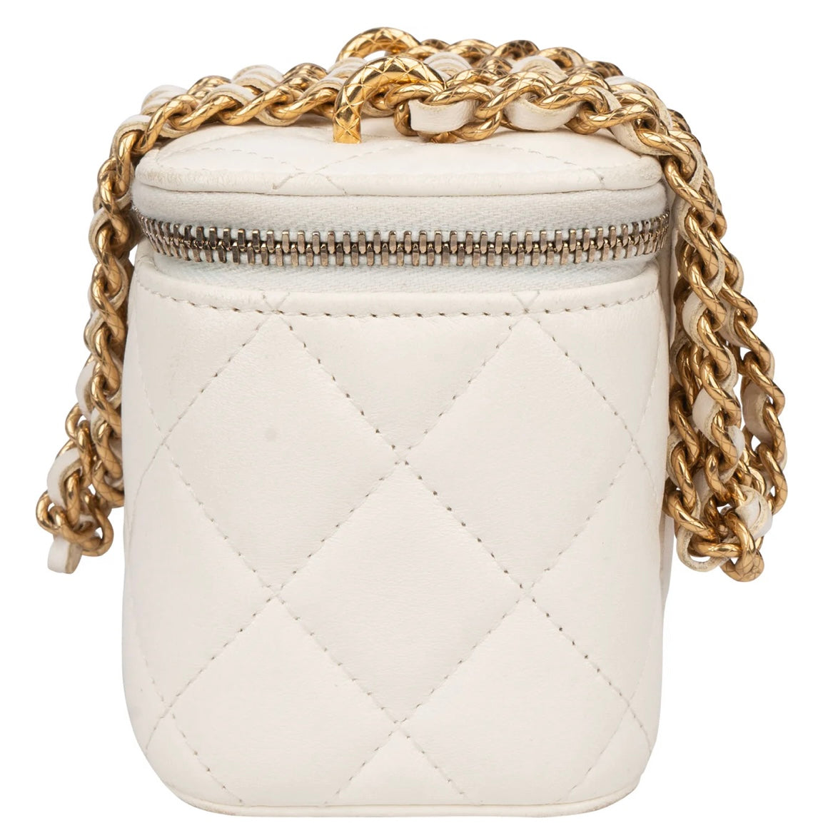 Chanel White Leather CC Mini Vanity Crossbody Bag