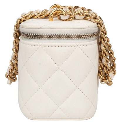Chanel White Leather CC Mini Vanity Crossbody Bag