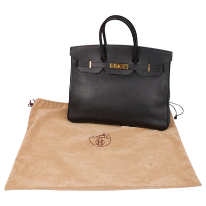 Hermès Black Leather Birkin 35 Handbag