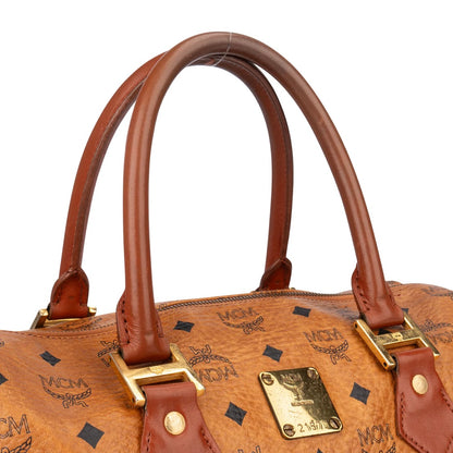 MCM Visetos Monogram Boston Handbag