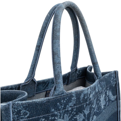 Christian Dior Denim Paisley Flower Tang Medium Book Tote Handbag